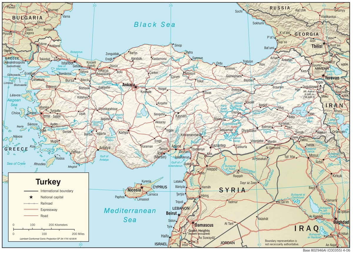 toon kaart van Turkije