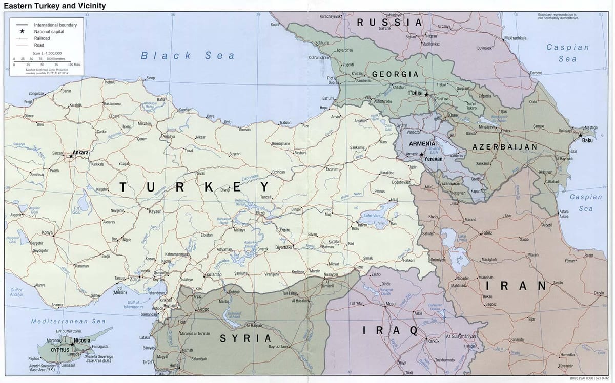 kaart van oost-Turkije