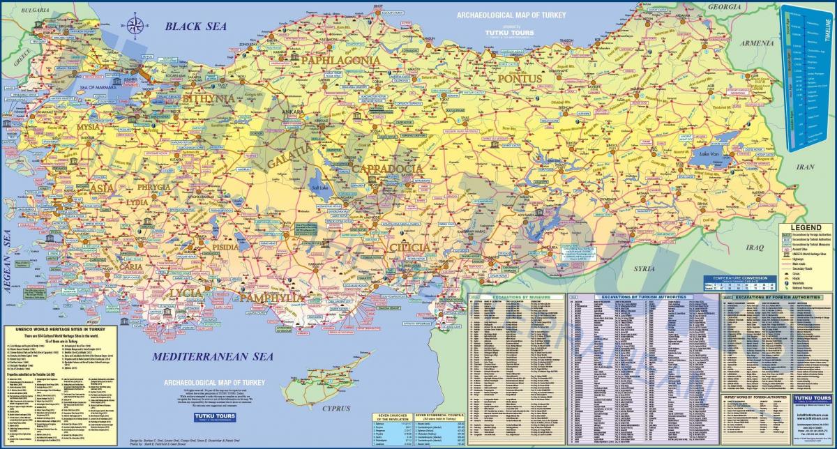 archeologische sites in Turkije kaart