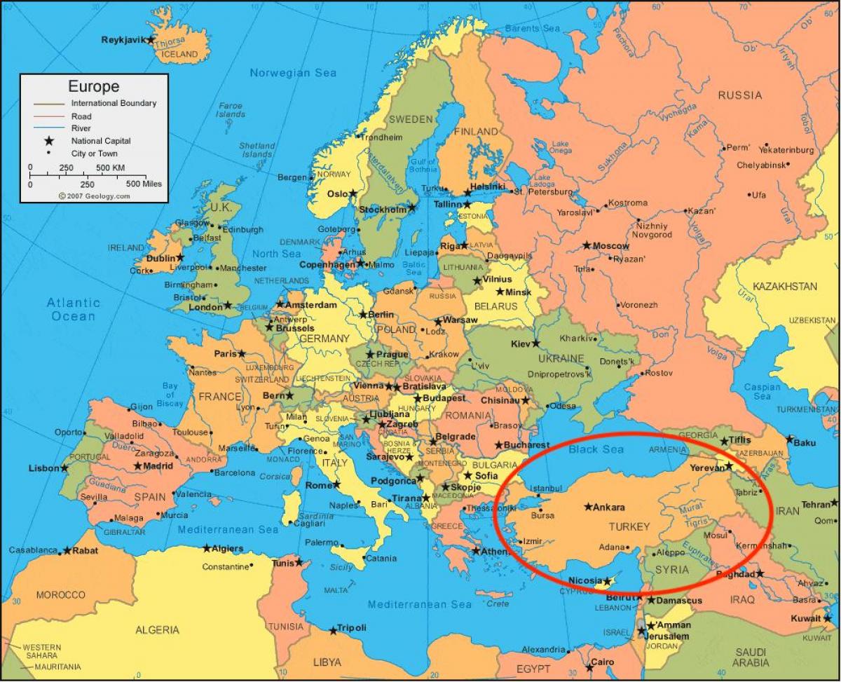 kaart van Turkije-europa