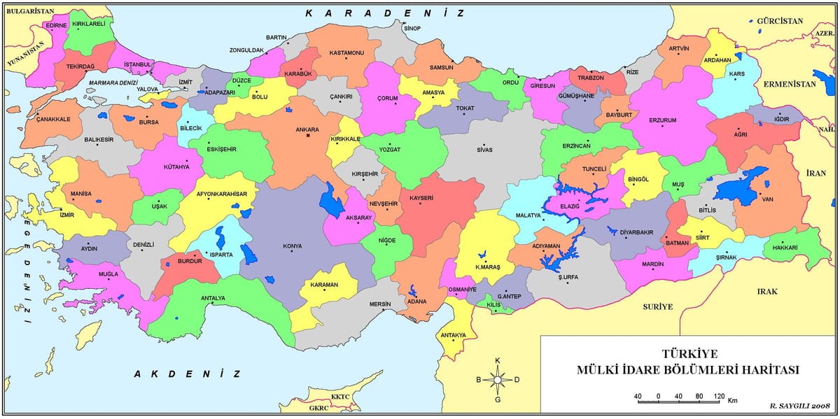 provincies van Turkije kaart