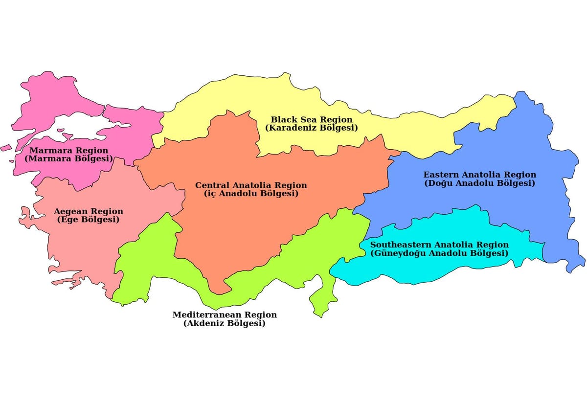 kaart van Turkije regio