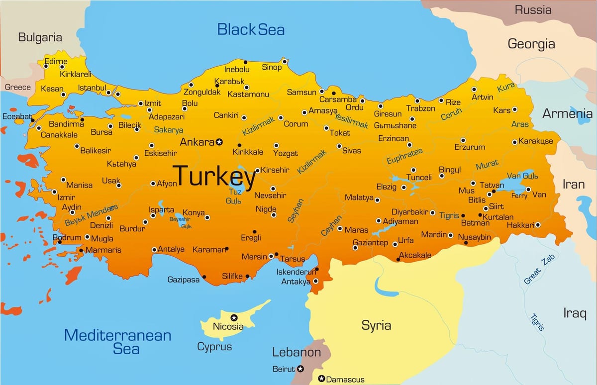 grote steden in Turkije kaart