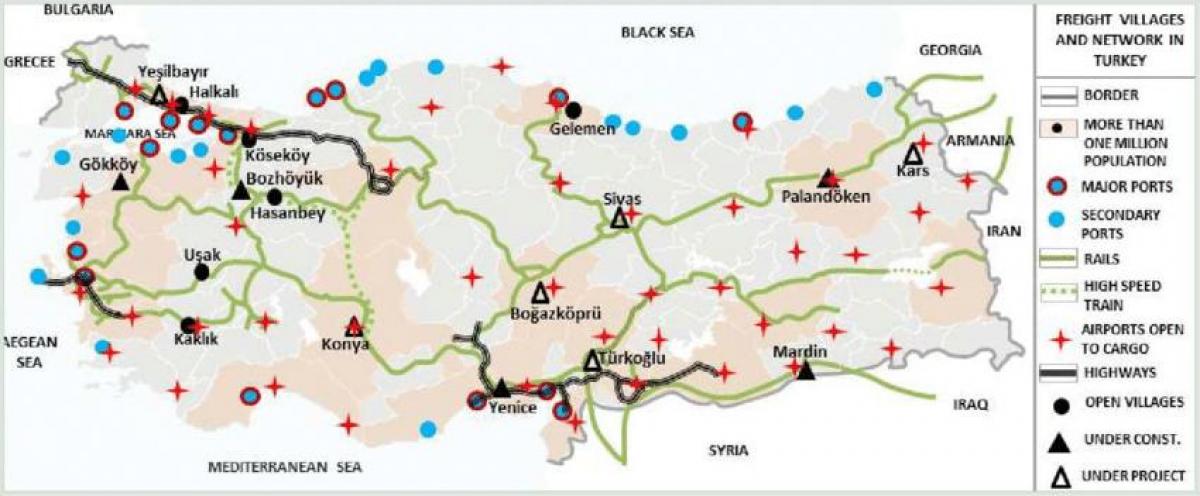 Turkije vervoer kaart