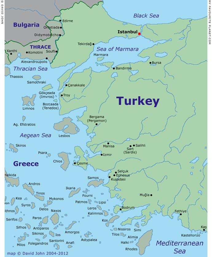kaart Turkije west kust