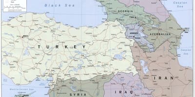 Kaart van oost-Turkije