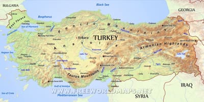 Turkije geografische kaart