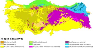 Kaart van Turkije klimaat