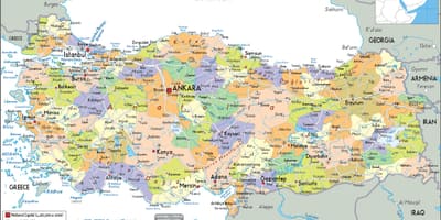 Kaart van Turkije politieke