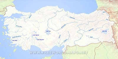 Kaart van Turkije rivier