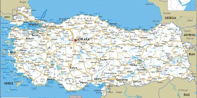 Kaart van Turkije weg
