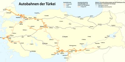 Kaart van Turkije snelweg