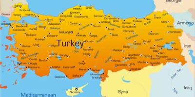 Grote steden in Turkije kaart