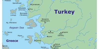 Kaart Turkije west kust